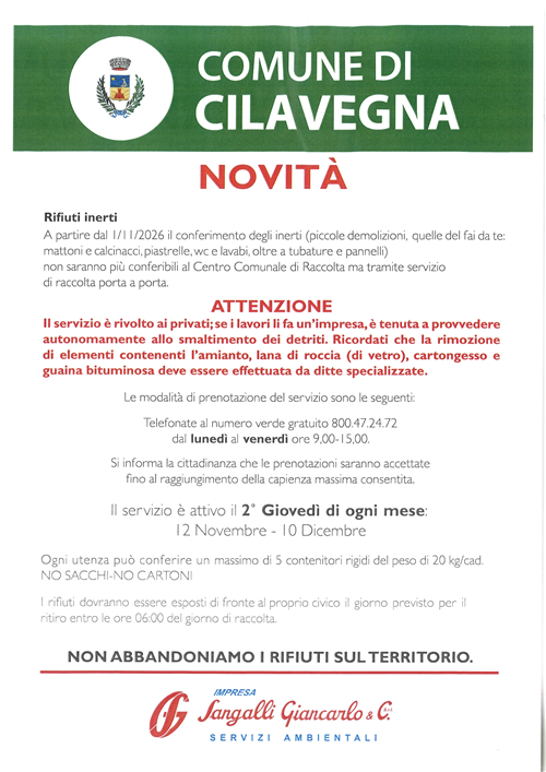 Raccolta "porta a porta" dei rifiuti inerti